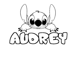 Coloring page first name AUDREY - Stitch background