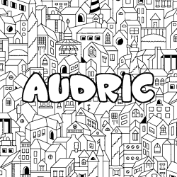 Coloring page first name AUDRIC - City background