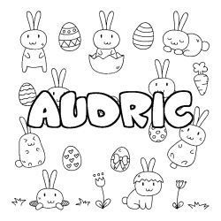 Coloring page first name AUDRIC - Easter background