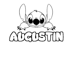 Coloring page first name AUGUSTIN - Stitch background