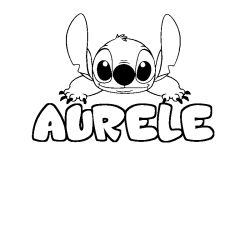 Coloring page first name AURELE - Stitch background