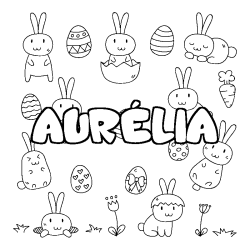 Coloring page first name AURÉLIA - Easter background