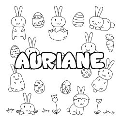 Coloring page first name AURIANE - Easter background
