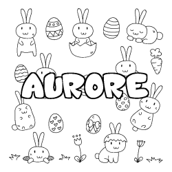 Coloring page first name AURORE - Easter background