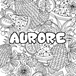 AURORE - Fruits mandala background coloring