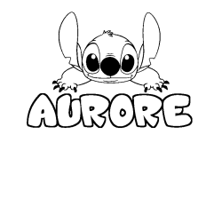 Coloring page first name AURORE - Stitch background