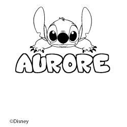 Coloring page first name AURORE - Stitch background