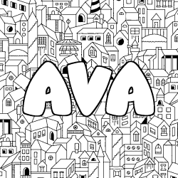 Coloring page first name AVA - City background