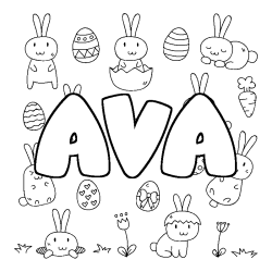 Coloring page first name AVA - Easter background