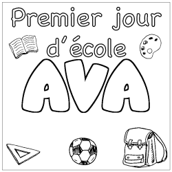 Coloring page first name AVA - School First day background