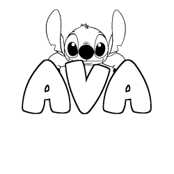 Coloring page first name AVA - Stitch background