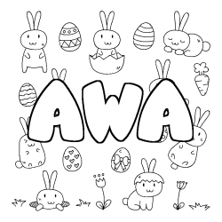 Coloring page first name AWA - Easter background