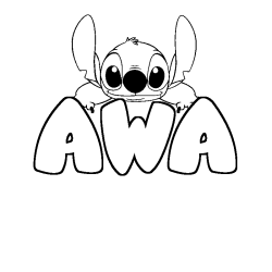 Coloring page first name AWA - Stitch background