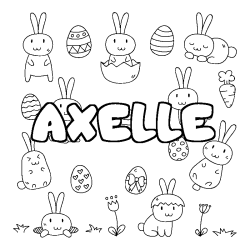 Coloring page first name AXELLE - Easter background