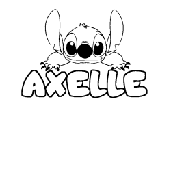 Coloring page first name AXELLE - Stitch background