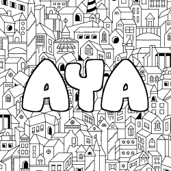 Coloring page first name AYA - City background