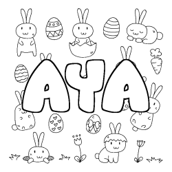 Coloring page first name AYA - Easter background