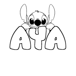 Coloring page first name AYA - Stitch background