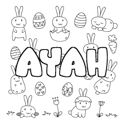 Coloring page first name AYAH - Easter background