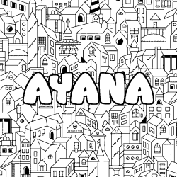 Coloring page first name AYANA - City background