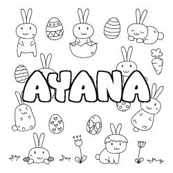 Coloring page first name AYANA - Easter background