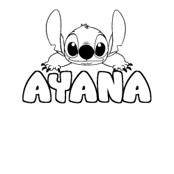 Coloring page first name AYANA - Stitch background