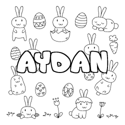 Coloring page first name AYDAN - Easter background