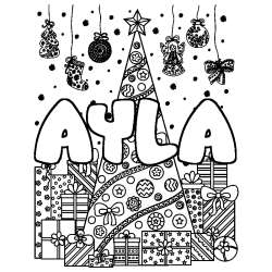 AYLA - Christmas tree and presents background coloring