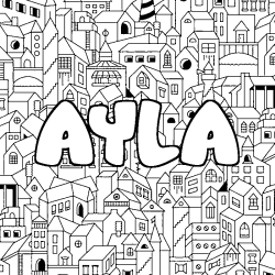 Coloring page first name AYLA - City background