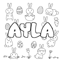 Coloring page first name AYLA - Easter background