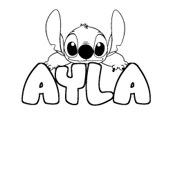 Coloring page first name AYLA - Stitch background