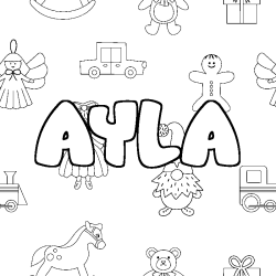 Coloring page first name AYLA - Toys background