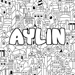 Coloring page first name AYLIN - City background