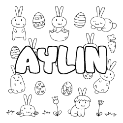 Coloring page first name AYLIN - Easter background