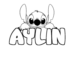 Coloring page first name AYLIN - Stitch background