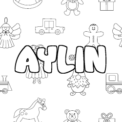 Coloring page first name AYLIN - Toys background