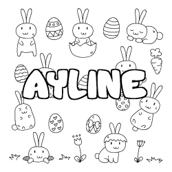 Coloring page first name AYLINE - Easter background