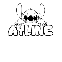 Coloring page first name AYLINE - Stitch background