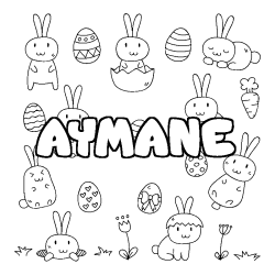 Coloring page first name AYMANE - Easter background