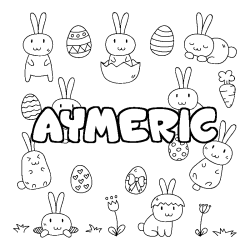Coloring page first name AYMERIC - Easter background