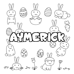 Coloring page first name AYMERICK - Easter background