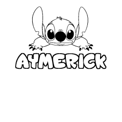 Coloring page first name AYMERICK - Stitch background