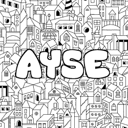 Coloring page first name AYSE - City background