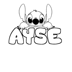 Coloring page first name AYSE - Stitch background