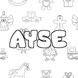Coloring page first name AYSE - Toys background