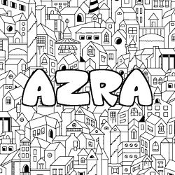 Coloring page first name AZRA - City background