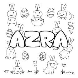 Coloring page first name AZRA - Easter background