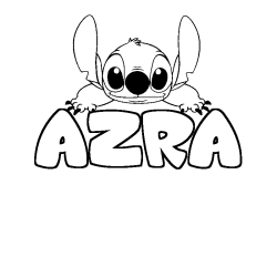 Coloring page first name AZRA - Stitch background