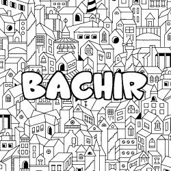Coloring page first name BACHIR - City background