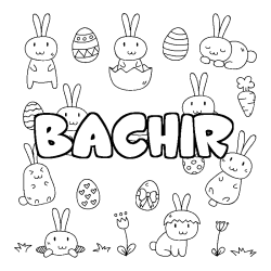 Coloring page first name BACHIR - Easter background